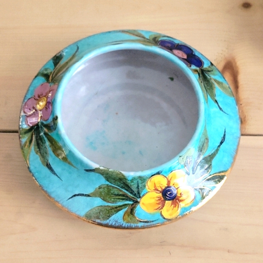 Hand-Painted Italy Floral Ceramic Vase
